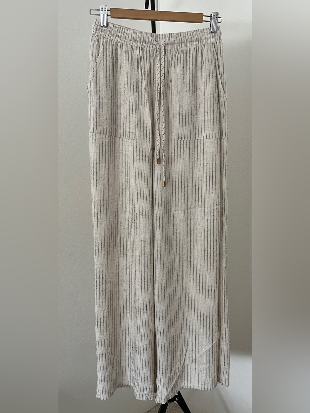 ☀️ Allie Rose Linen-Blend Striped Wide Leg Pants | Size S